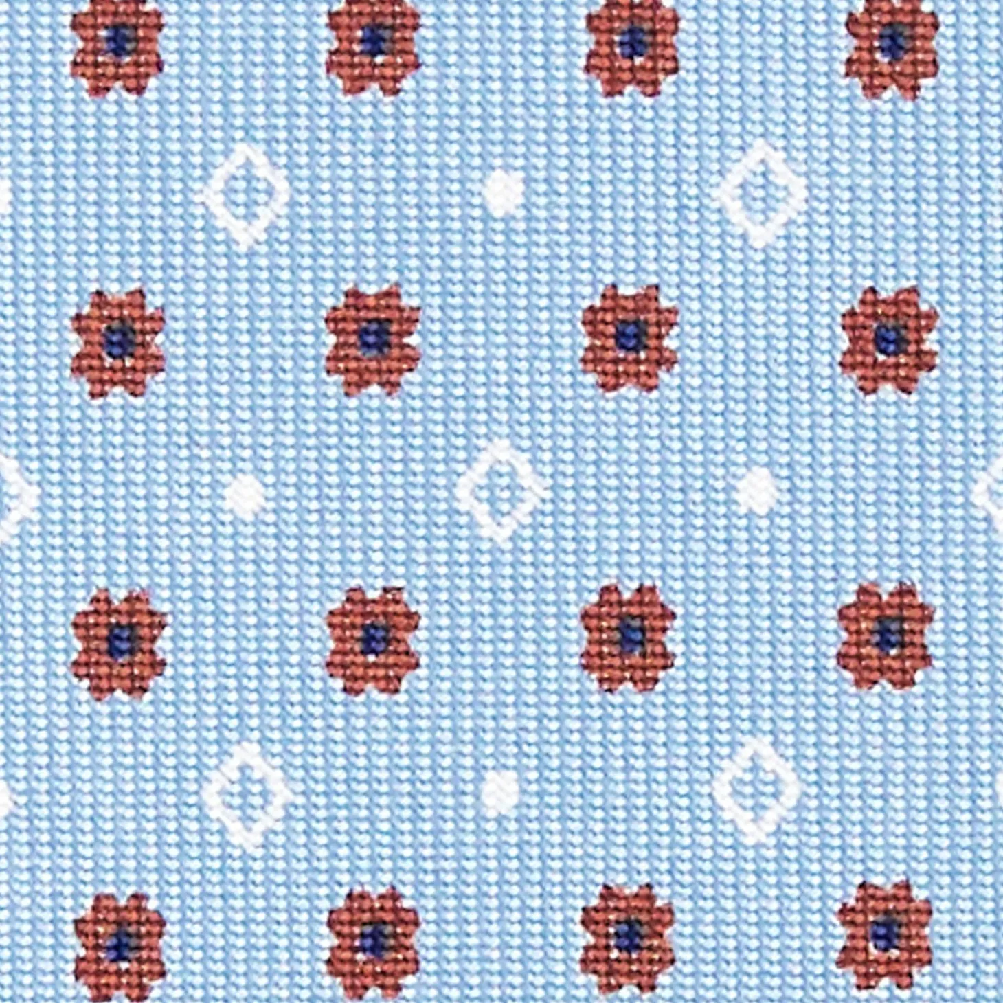 Light Blue 5 Fold Sartorial Silk Tie - Small Flower Pattern