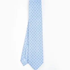Light Blue 5 Fold Sartorial Silk Tie - Small Flower Pattern