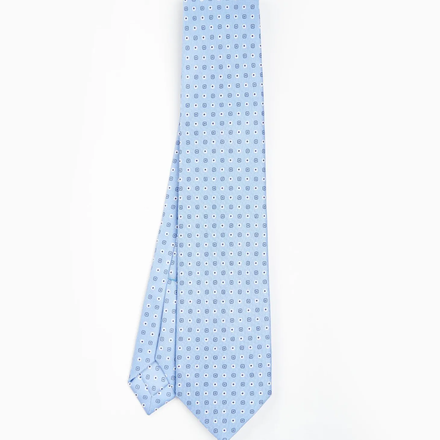 Light Blue 5 Fold Sartorial Silk Tie - Small Flower Pattern