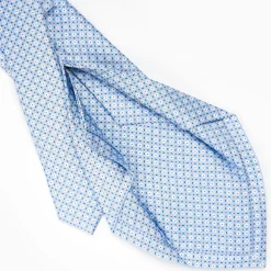 Light Blue 5 Fold Sartorial Silk Tie - Small Flower Pattern