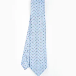 Light Blue 5 Fold Sartorial Silk Tie - Small Flower Pattern