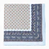 Light Blue Hand-Printed Silk Pocket Square Small Flower Pattern