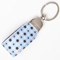 Light Blue Keyfob In Silk And Leather