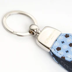 Light Blue Keyfob In Silk And Leather
