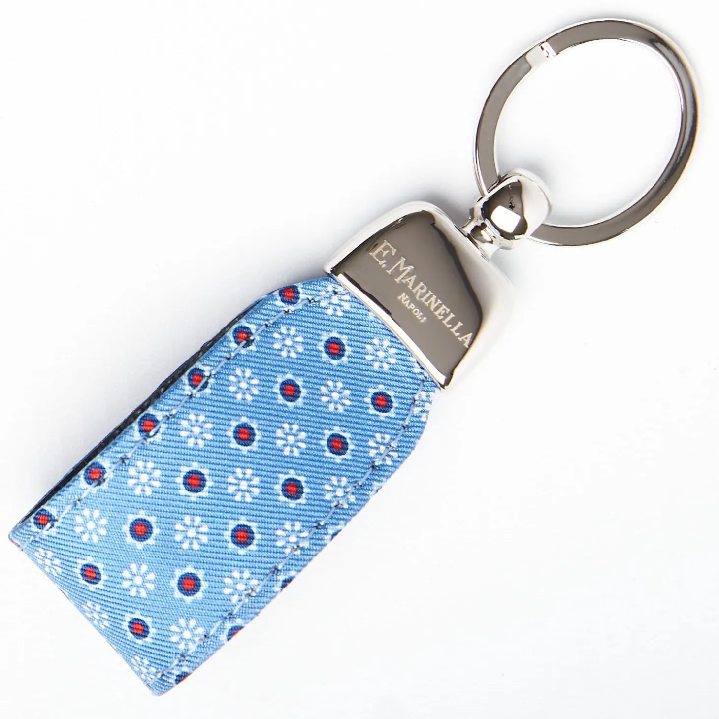 Light Blue Keyfob In Silk And Leather