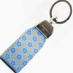Light Blue Keyfob In Silk And Leather