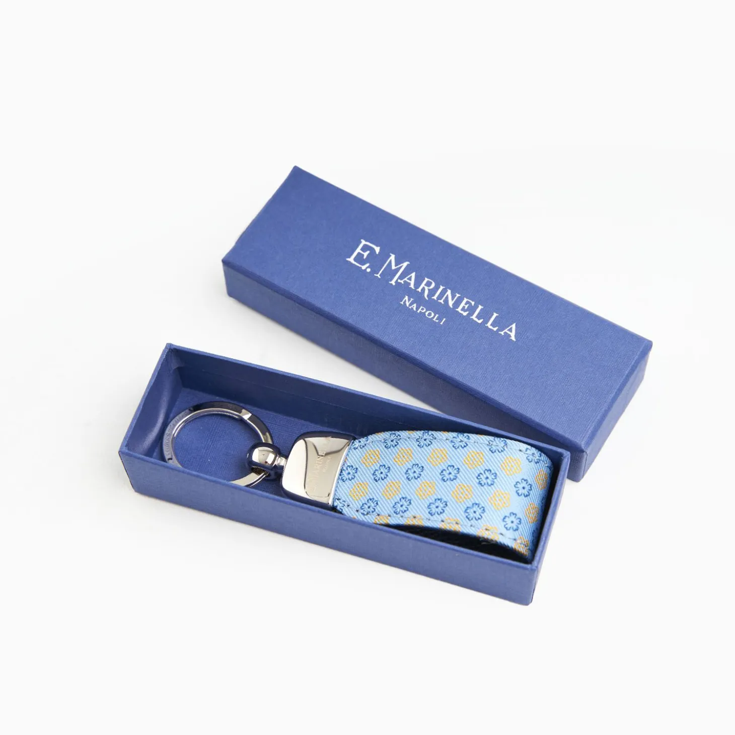 Light Blue Keyfob In Silk And Leather