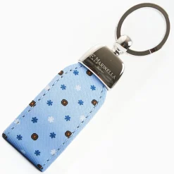 Light Blue Keyfob In Silk And Leather