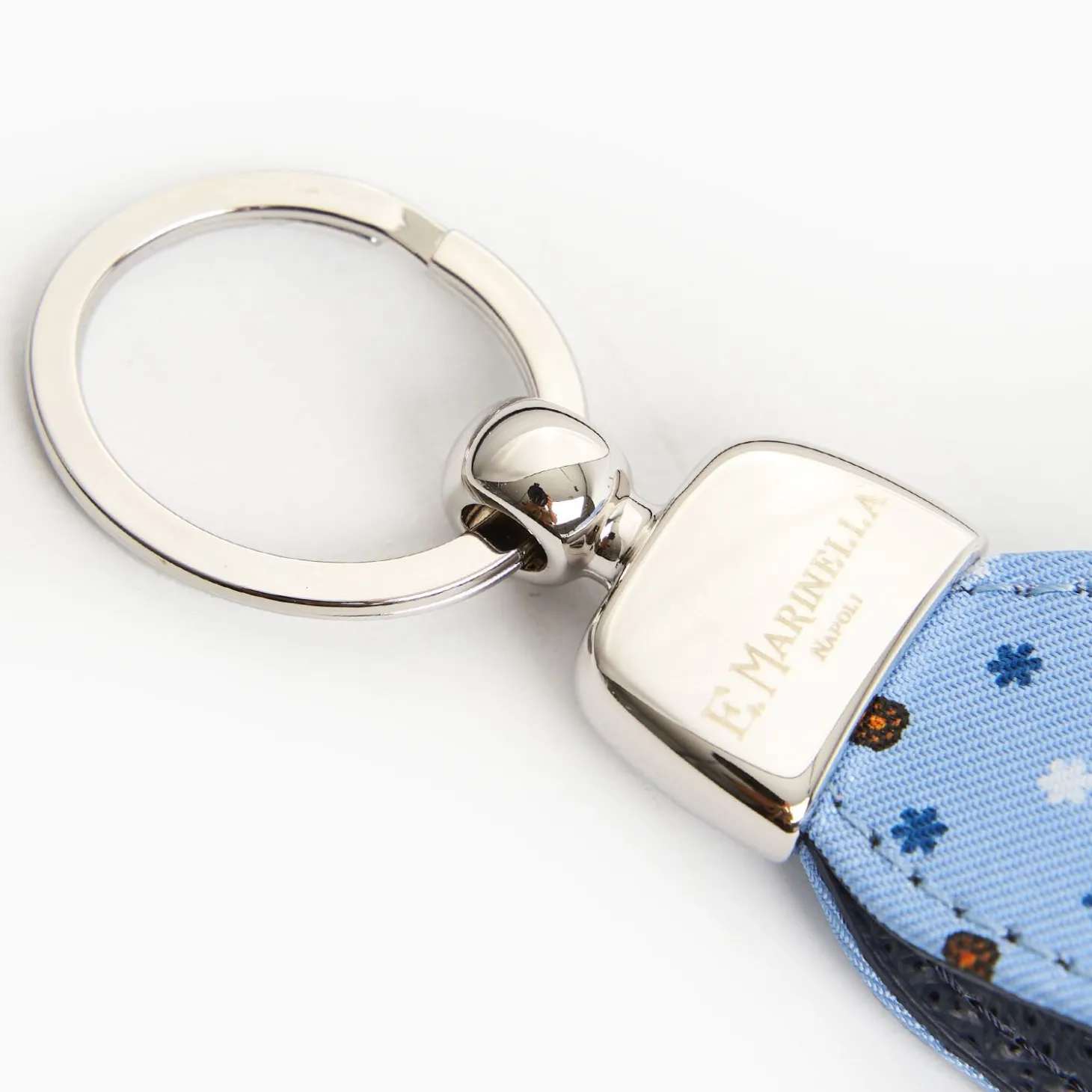 Light Blue Keyfob In Silk And Leather