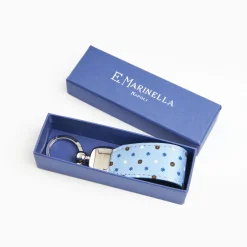 Light Blue Keyfob In Silk And Leather