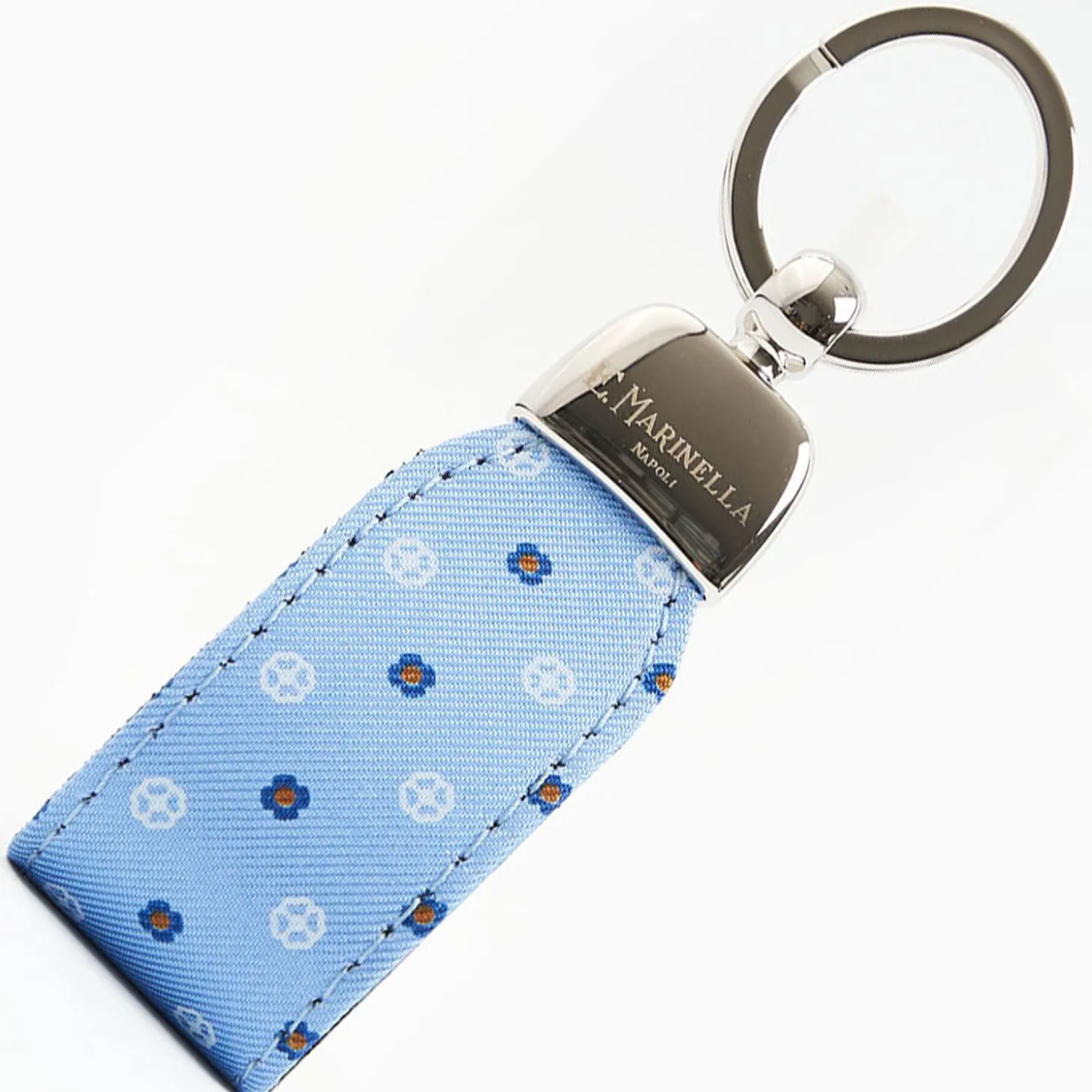 Light Blue Keyfob In Silk And Leather