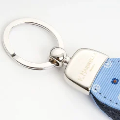 Light Blue Keyfob In Silk And Leather