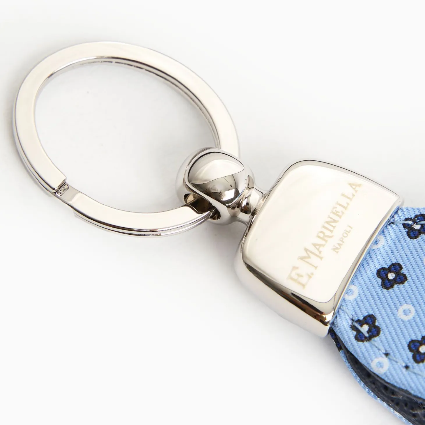 Light Blue Keyfob In Silk And Leather