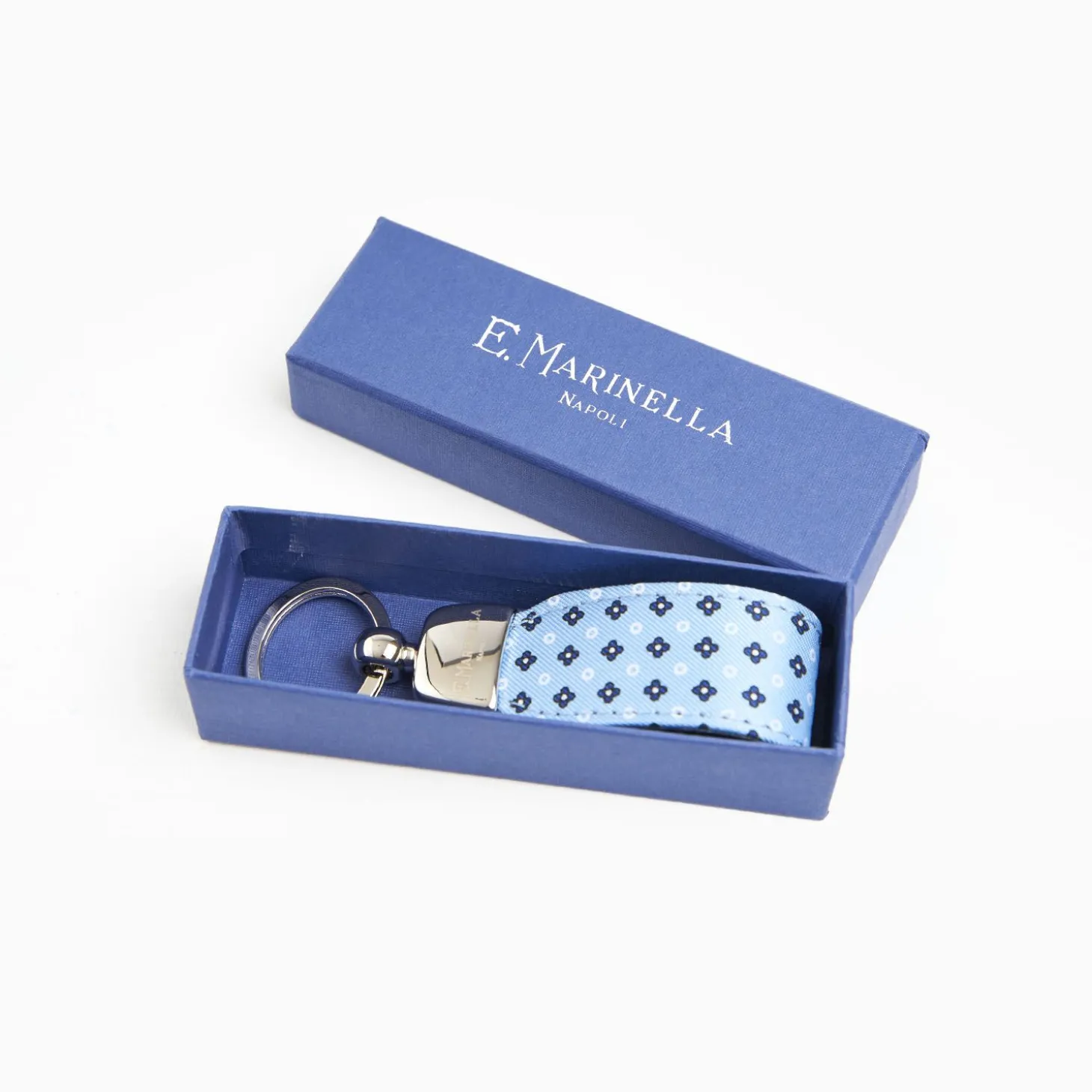 Light Blue Keyfob In Silk And Leather