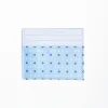 Light Blue Leather And Silk Credit Card Holder - 5 Compartments