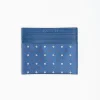 Light Blue Leather And Silk Credit Card Holder - 5 Compartments