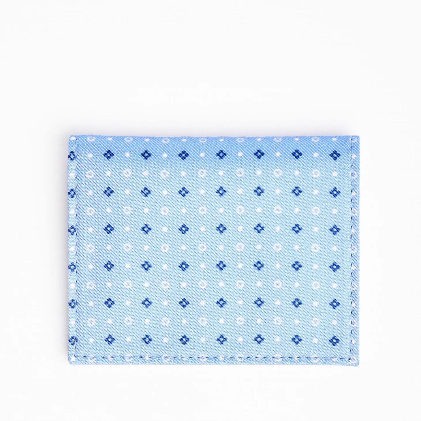 Light Blue Leather Folding Card Holder - 10 Compartments
