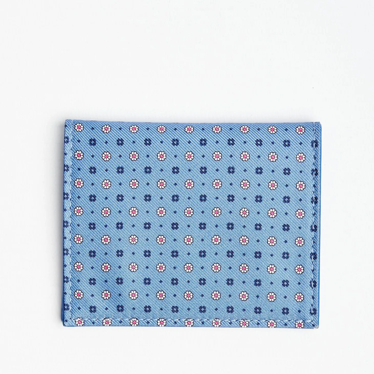 Light Blue Leather Folding Card Holder - 10 Compartments