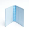 Light Blue Leather Folding Card Holder - 10 Compartments