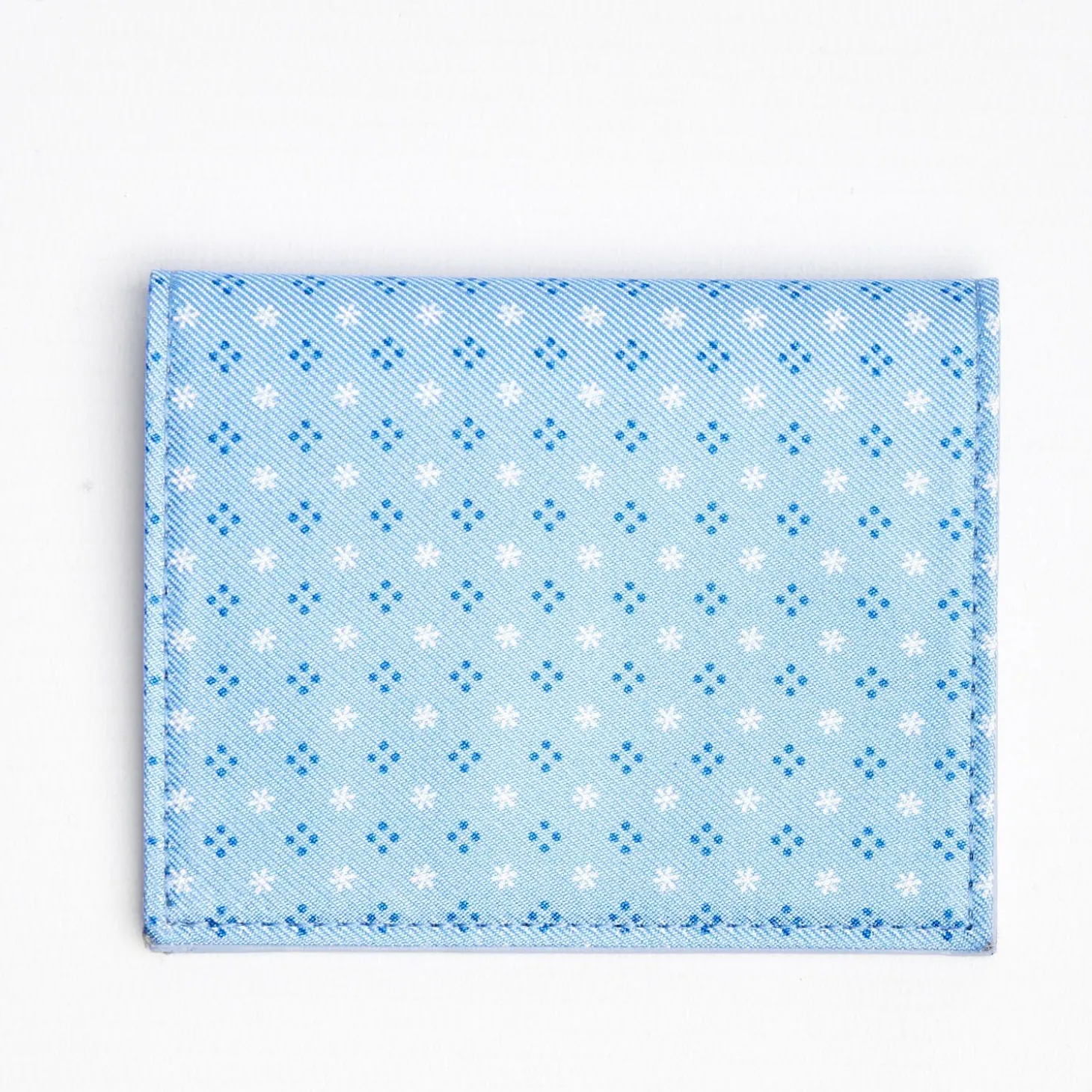 Light Blue Leather Folding Card Holder - 10 Compartments