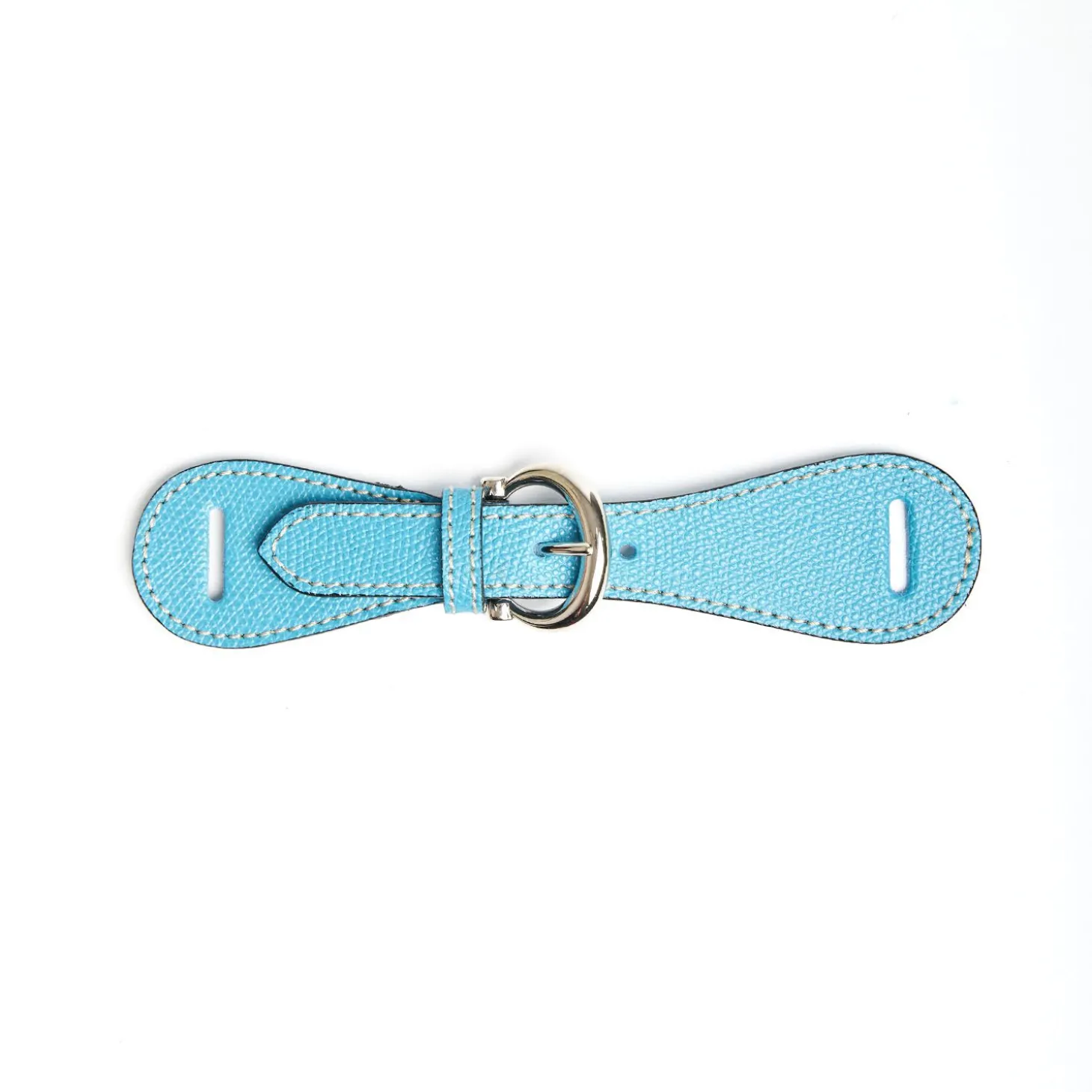 Light Blue Leather Scarf-Buckle