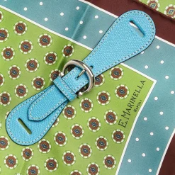 Light Blue Leather Scarf-Buckle