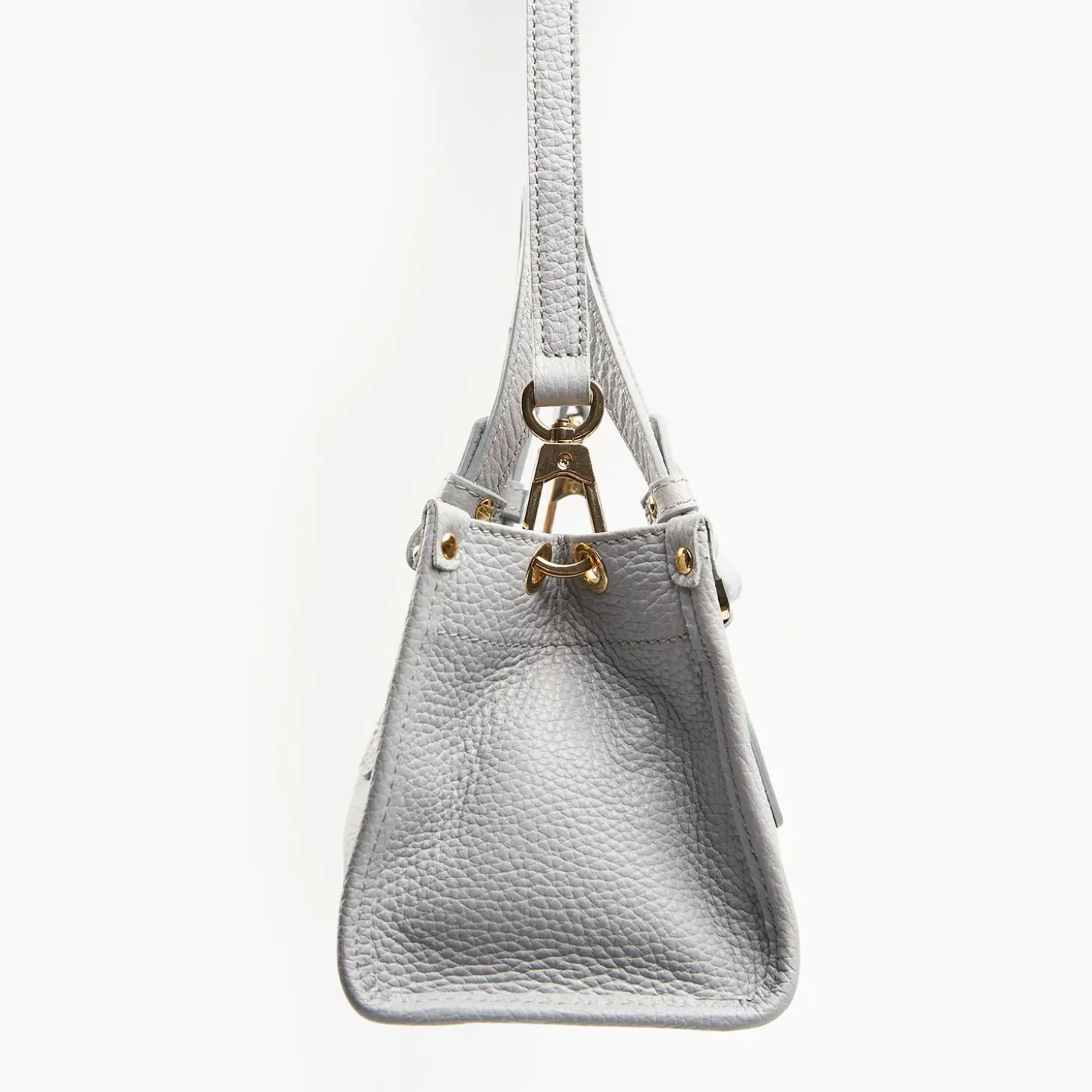 Light Blue Mini Shopping Bag In Hammered Leather