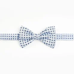 Light Blue Pre-Knotted Bowtie - Small Flower Pattern