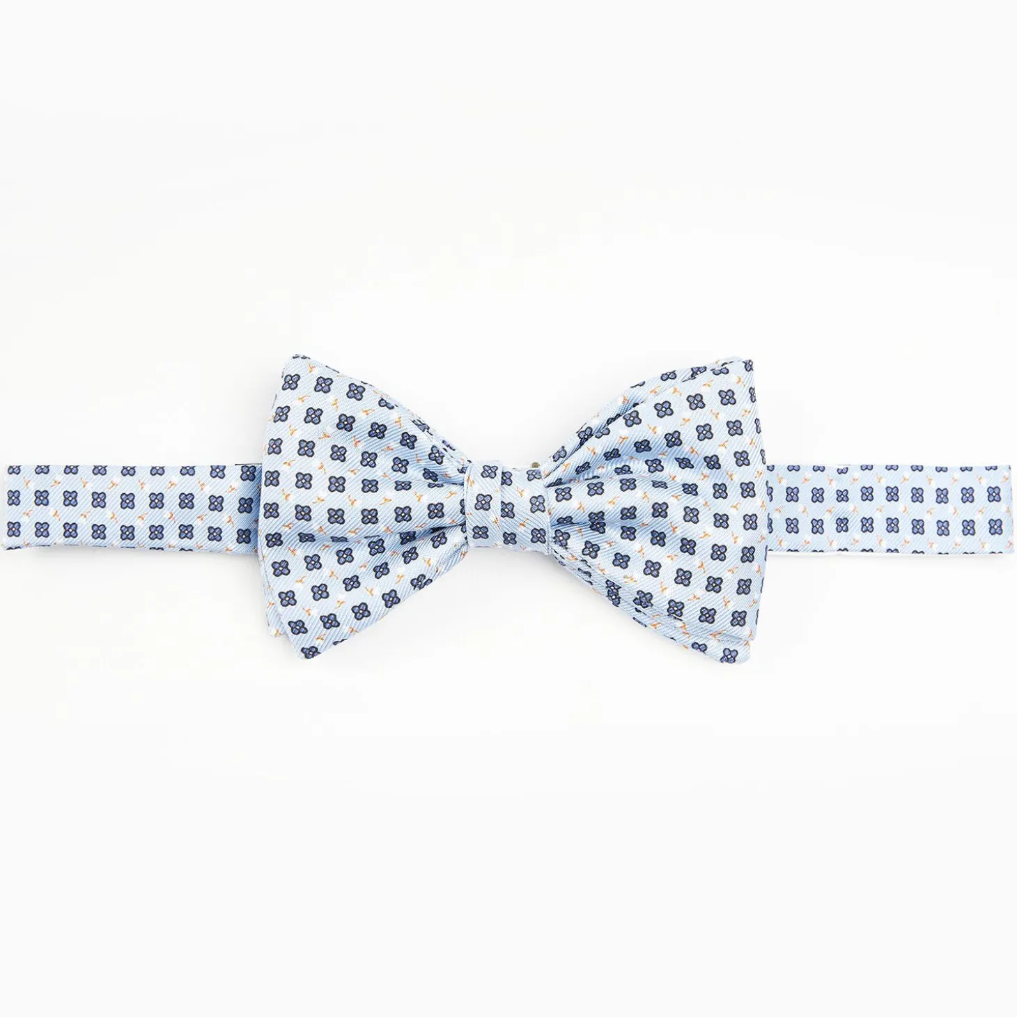Light Blue Pre-Knotted Bowtie - Small Flower Pattern