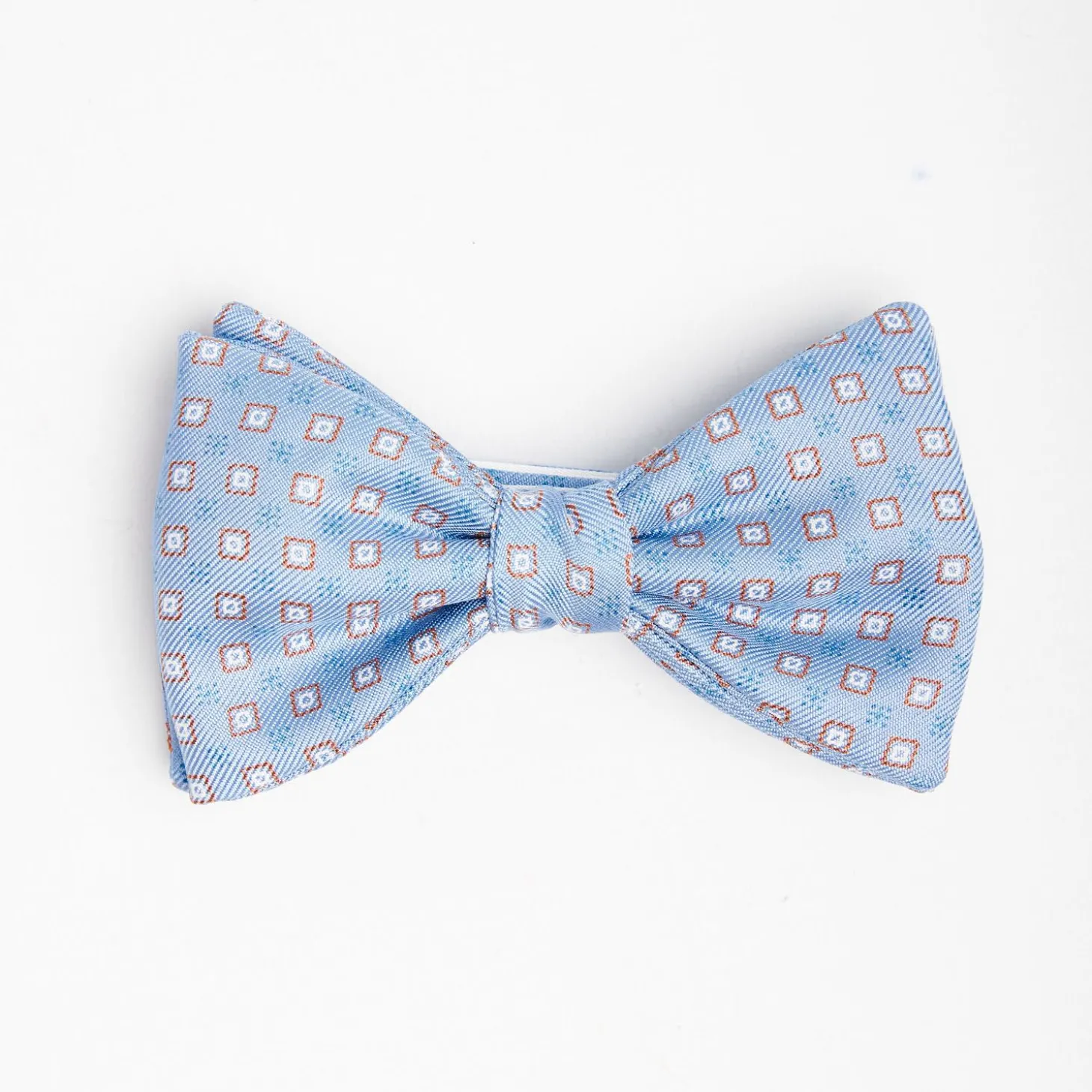 Light Blue Pre-Knotted Bowtie - Small Geometric Pattern
