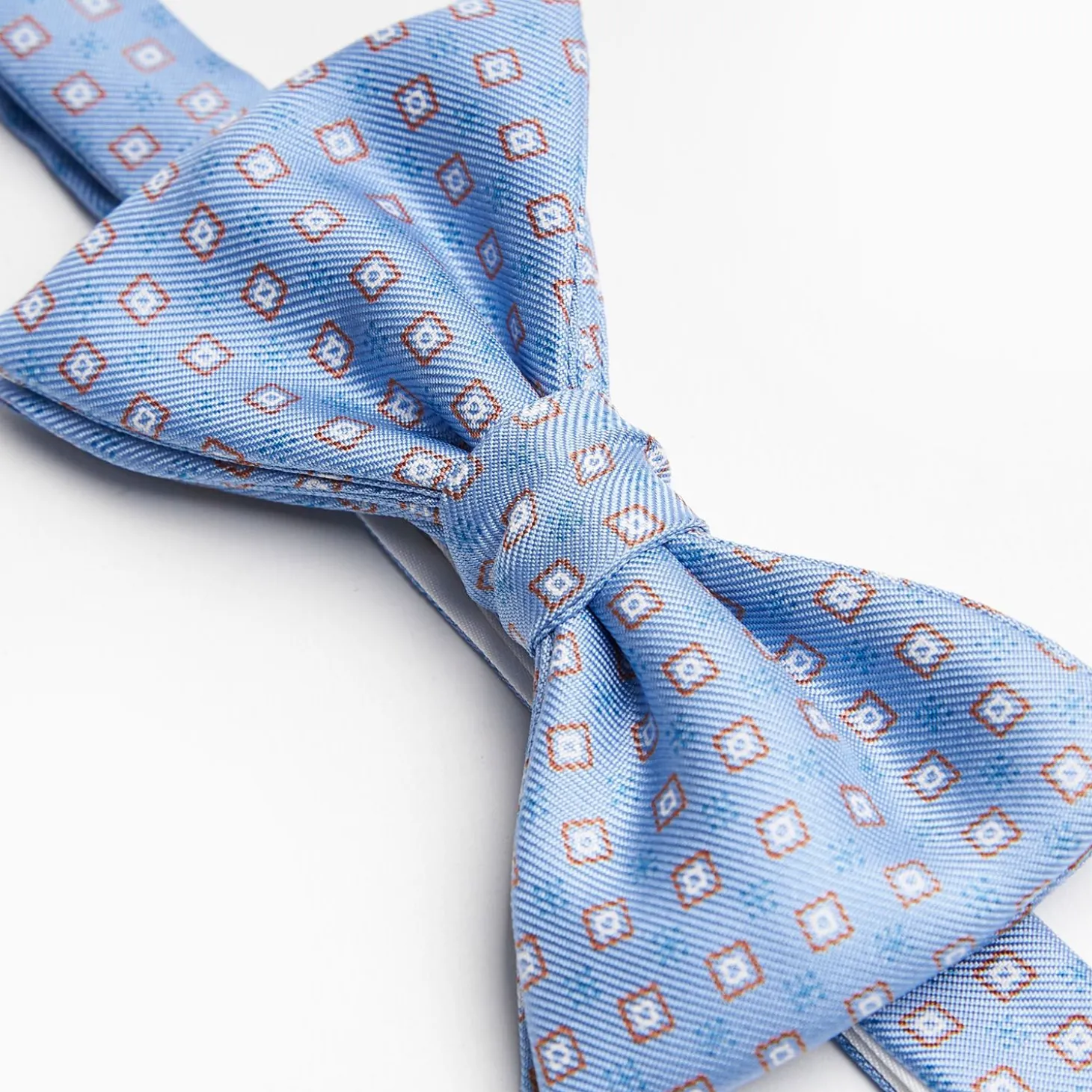 Light Blue Pre-Knotted Bowtie - Small Geometric Pattern