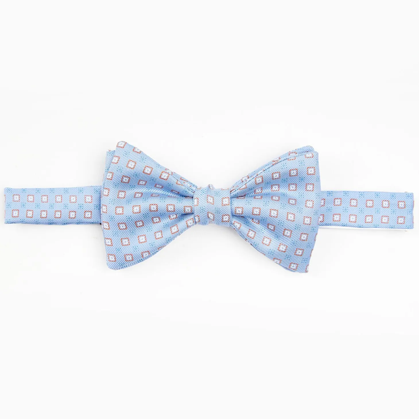 Light Blue Pre-Knotted Bowtie - Small Geometric Pattern