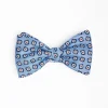 Light Blue Pre-Knotted Bowtie Small Flower Pattern