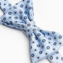Light Blue Pre-Knotted Bowtie - Small Geometric Pattern