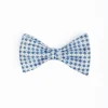 Light Blue Pre-Knotted Silk Bowtie - Small Flower Pattern