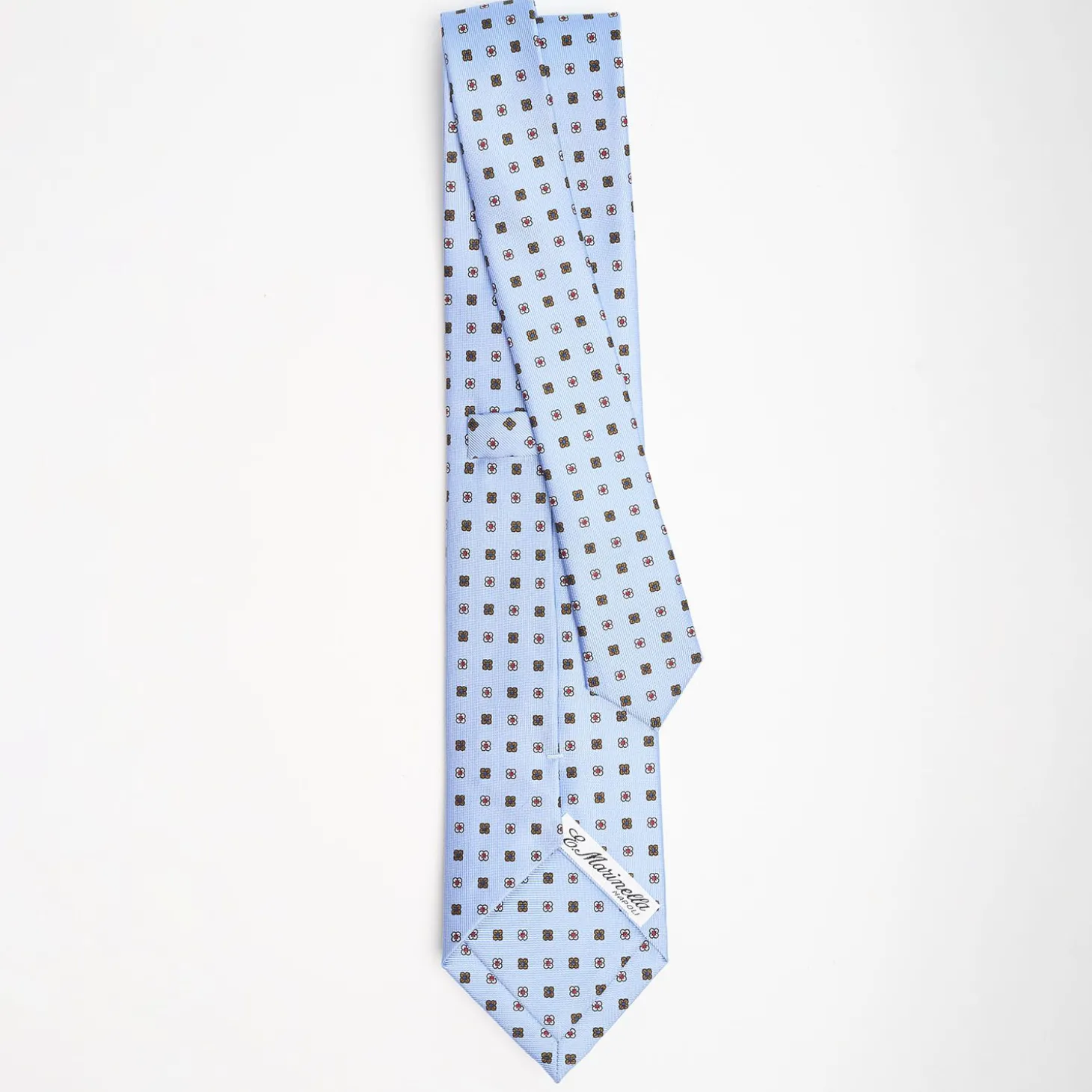 Light Blue Sartorial Classic Silk Tie Small Flower Pattern