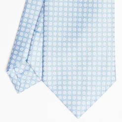 Light Blue Sartorial Classic Silk Tie Small Flower Pattern