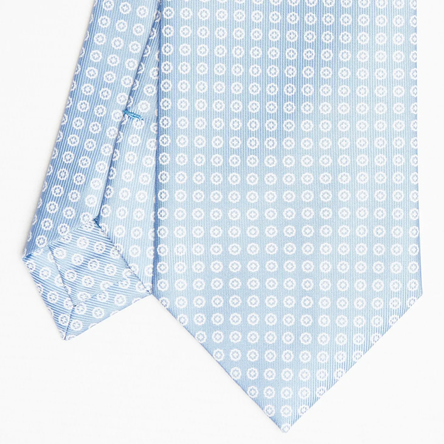 Light Blue Sartorial Classic Silk Tie Small Flower Pattern