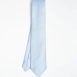 Light Blue Sartorial Classic Silk Tie Small Flower Pattern