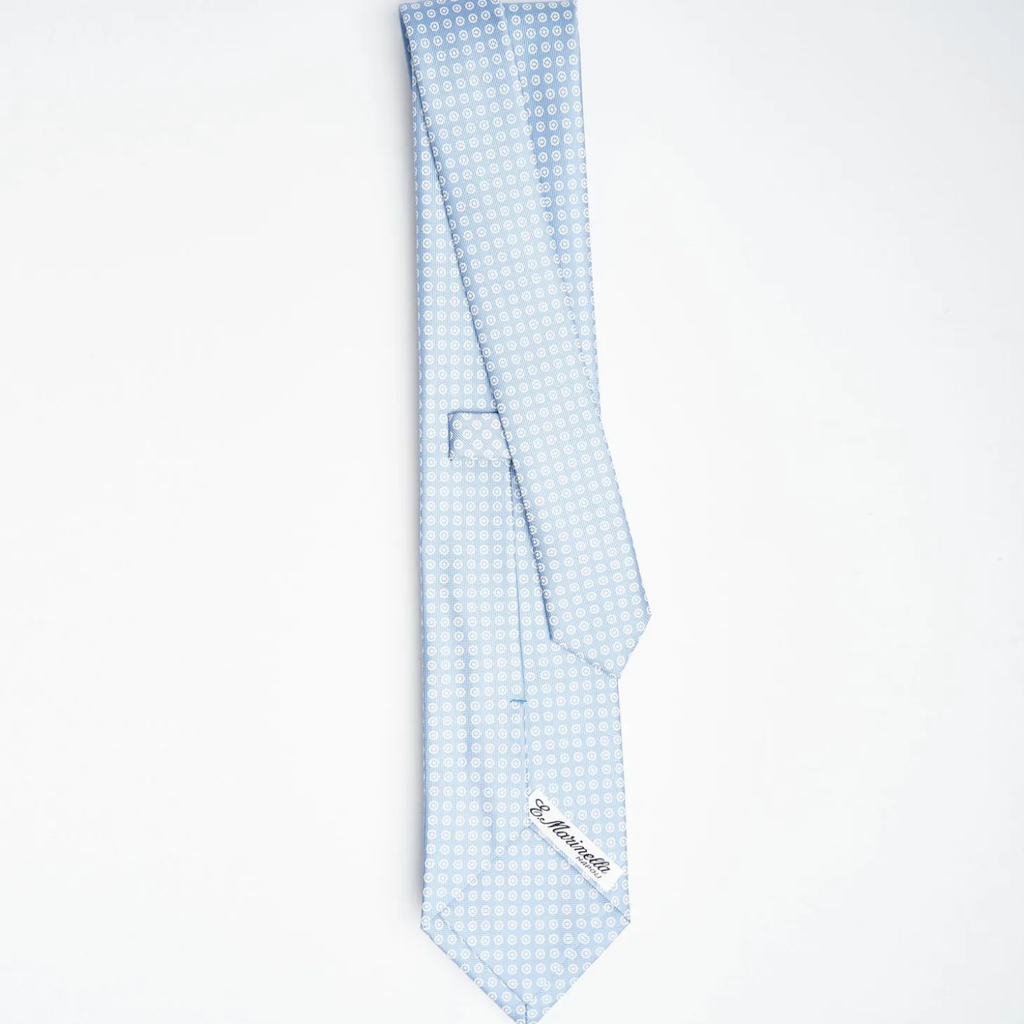 Light Blue Sartorial Classic Silk Tie Small Flower Pattern