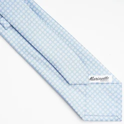 Light Blue Sartorial Classic Silk Tie Small Flower Pattern