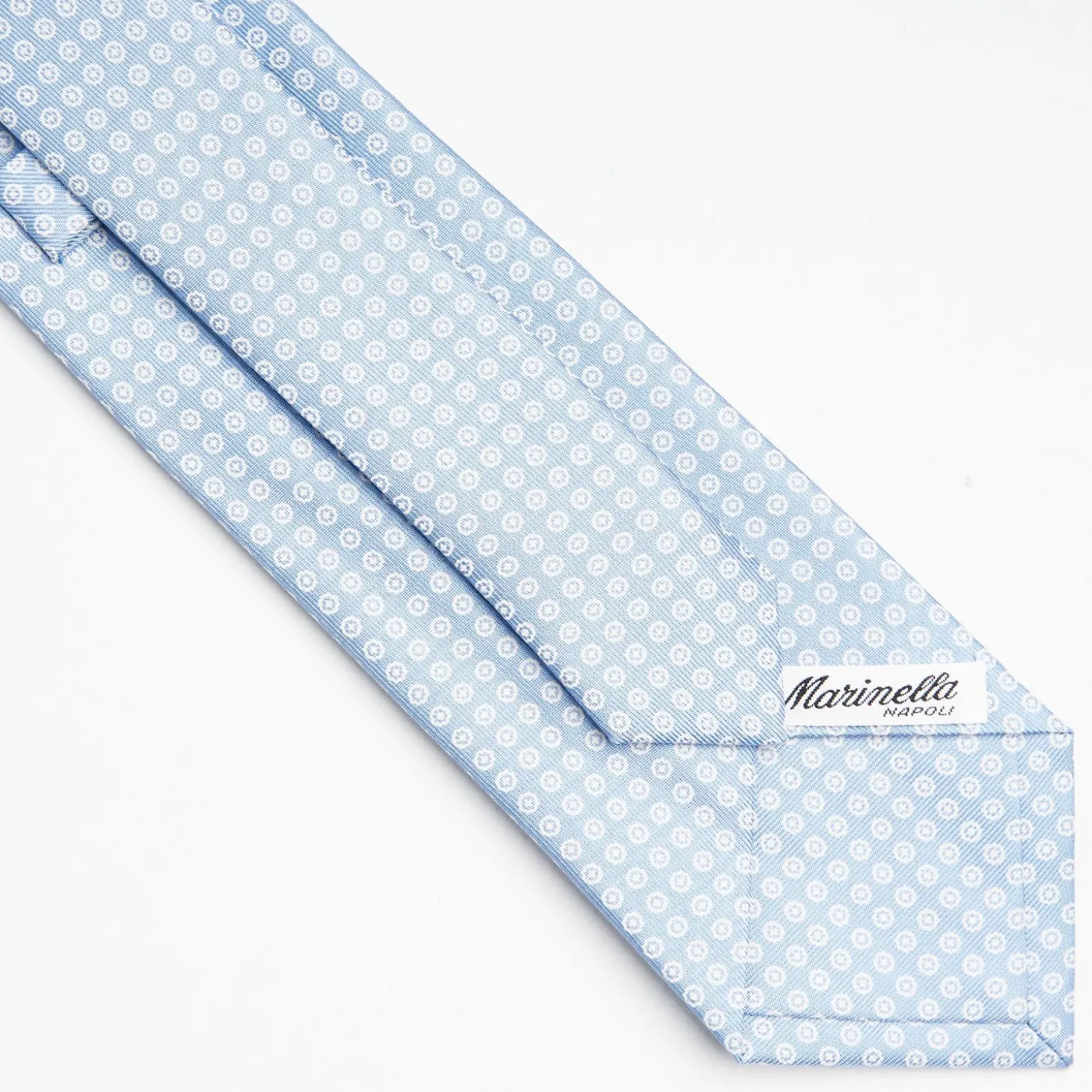 Light Blue Sartorial Classic Silk Tie Small Flower Pattern