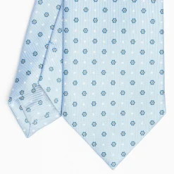 Light Blue Sartorial Classic Silk Tie Small Flower Pattern