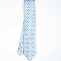 Light Blue Sartorial Classic Silk Tie Small Flower Pattern