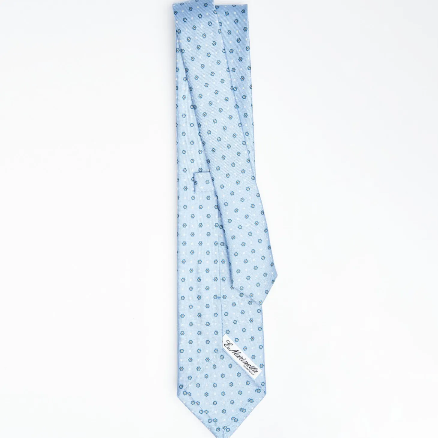 Light Blue Sartorial Classic Silk Tie Small Flower Pattern