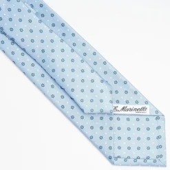 Light Blue Sartorial Classic Silk Tie Small Flower Pattern
