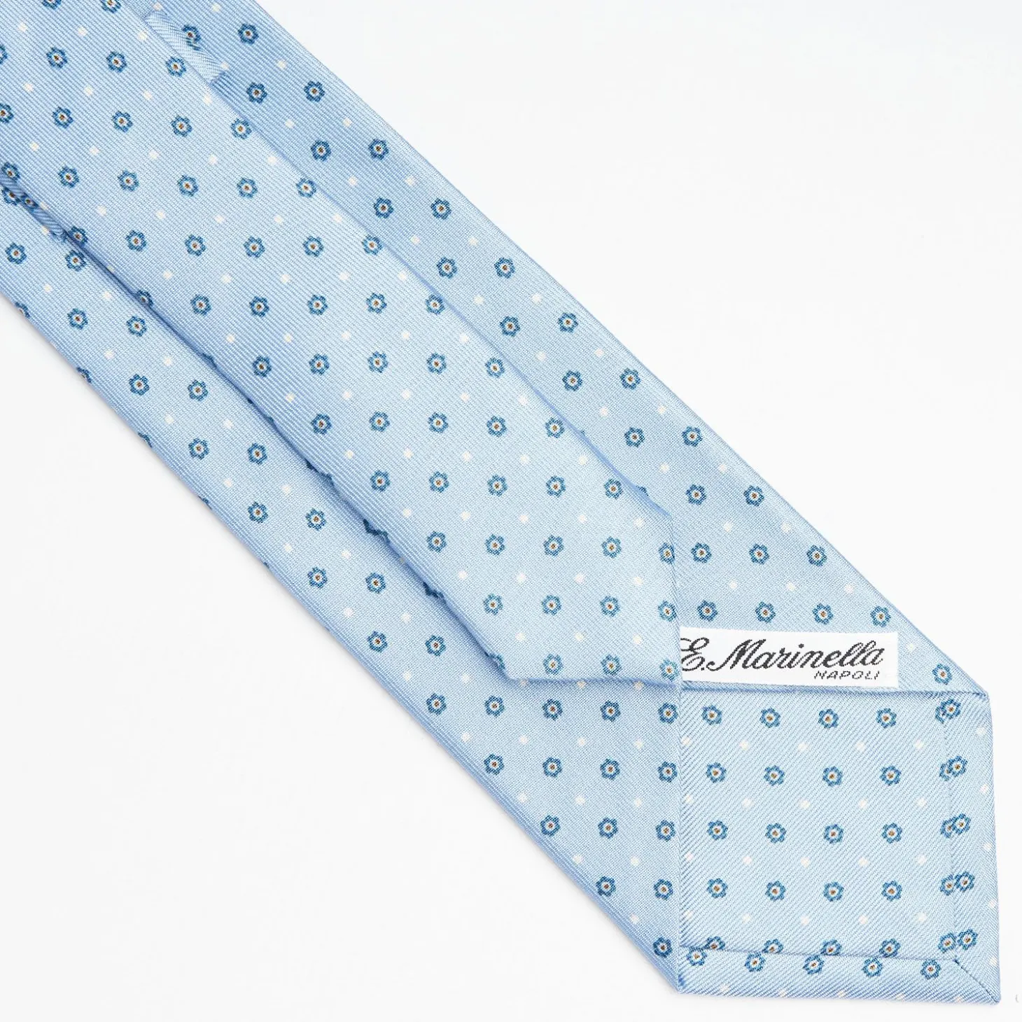 Light Blue Sartorial Classic Silk Tie Small Flower Pattern