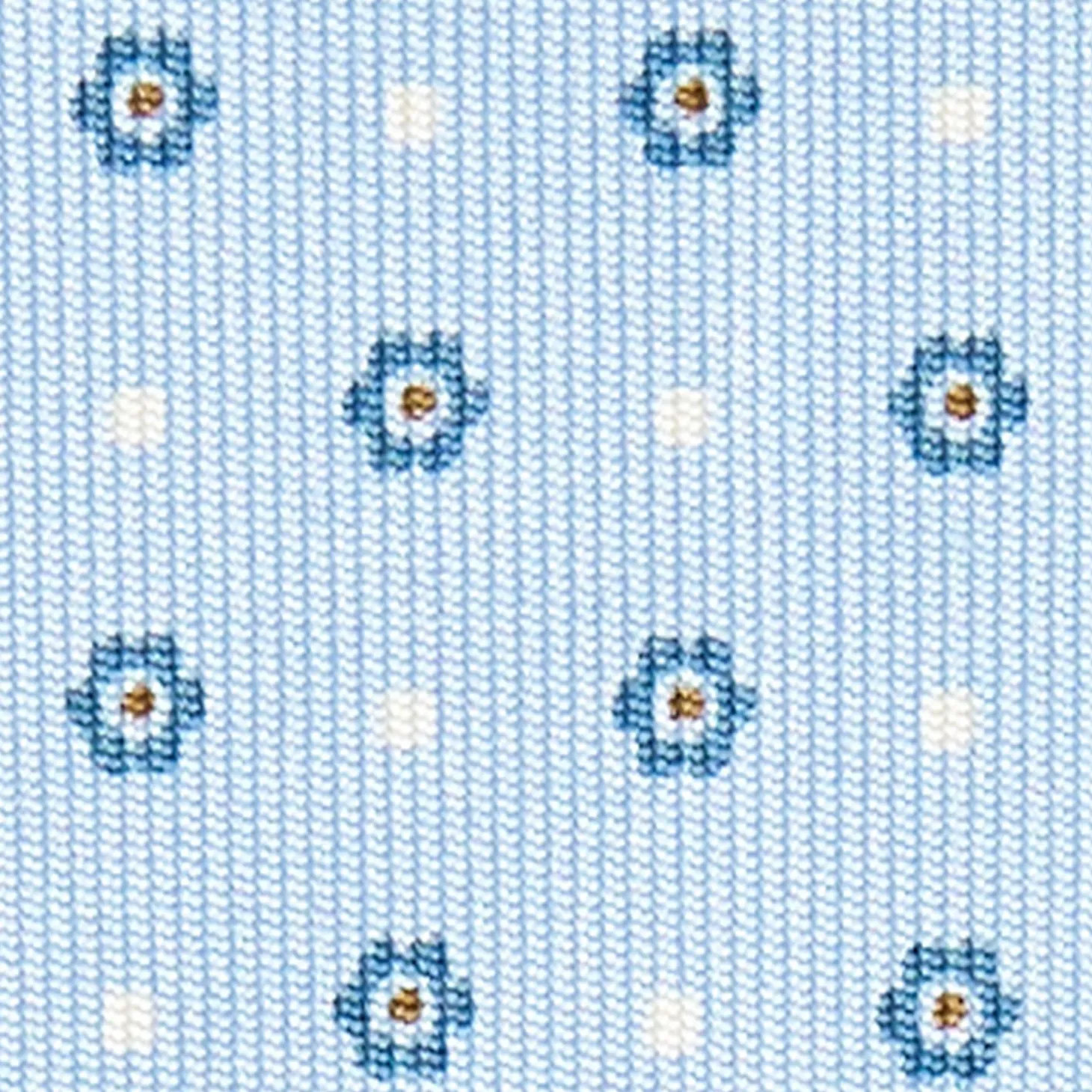 Light Blue Sartorial Classic Silk Tie Small Flower Pattern