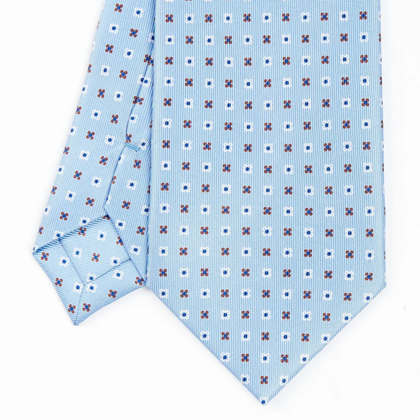 Light Blue Sartorial Classic Tie - Small Flower Pattern