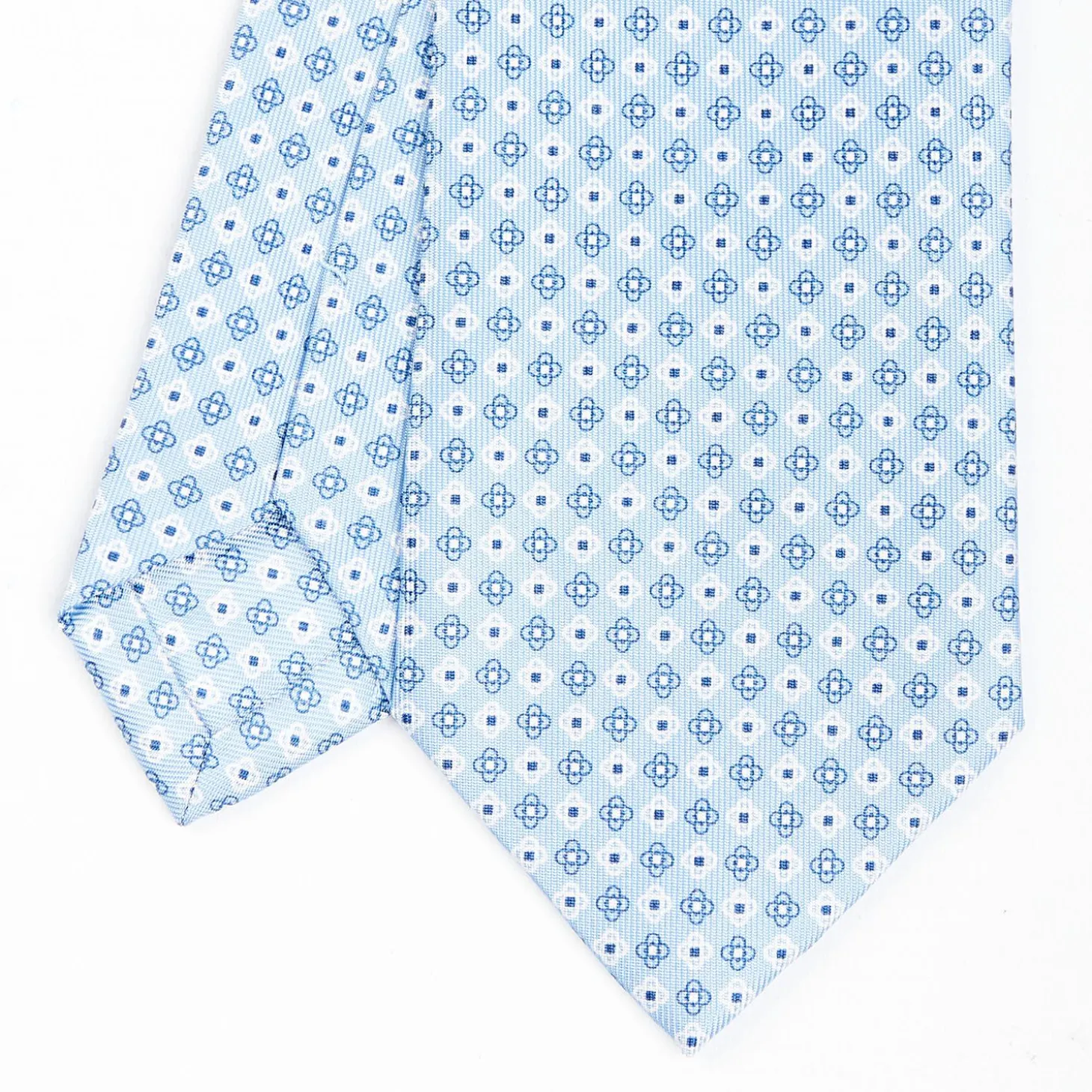 Light Blue Sartorial Classic Silk Tie - Small Flower Pattern